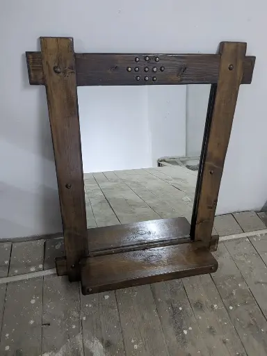 [Wood014] مراية مع رف 90